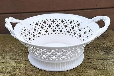 Buy Vintage Leeds Pottery Cream Ware Basket Reticulated Design • 29£