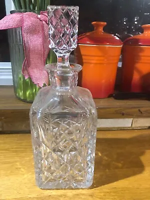 Buy Vintage  Crystal Cut Square  Glass Decanter Heavy Great Condition • 12£