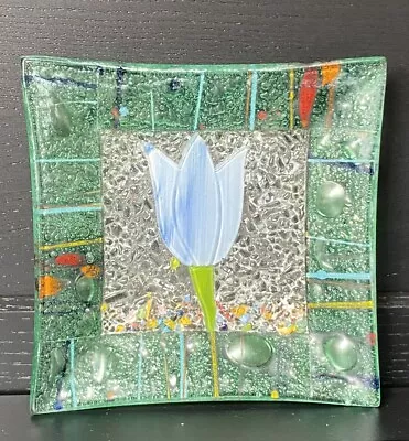 Buy Vintage Mosaic Fused Art Glass Sun Catching Tulip Flower Glass Dish • 33£