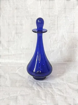 Buy BRISTOL BLUE GLASS Tall Scent Decorative Bottle Vintage Signed • 32£