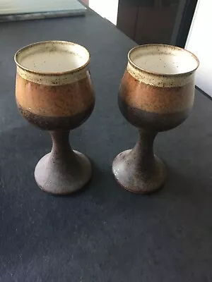Buy Pair Of Iden Pottery Goblets - Rye Sussex • 9.99£