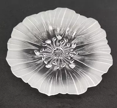 Buy Vintage MATS Jonasson Art Glass Clear&Frosted Flower Design Plate 24.5 Cm Sweden • 17.50£