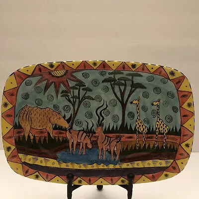 Buy Penzo Zimbabwe Serving Tray 8.5” L X 12.75 ” African Art Hand Painted Signed 96 • 46.48£