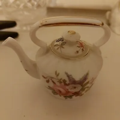 Buy Miniature Porcelain Kettle Teapot Hammersley Bone China Rose Flowers VGC • 3.99£