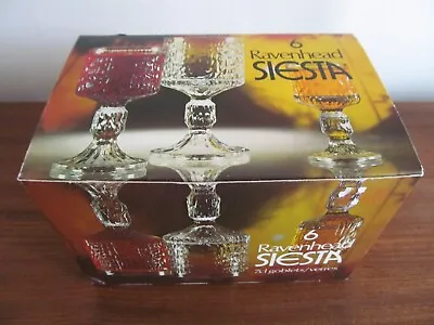 Buy Rare Boxed Set Vintage Ravenhead Siesta Sherry Glasses Bark Effect 1970's • 22.95£