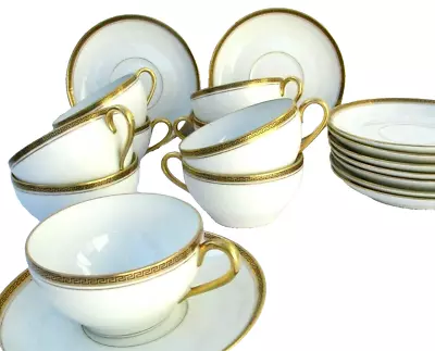 Buy Limoges The Porcelain Coffee Cups Vintage Greek Frieze Frieze Art Deco • 188.43£