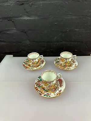 Buy 3 X Royal Crown Derby Olde Avesbury A73 Coffee Espresso Cups And Saucers Crazing • 39.99£