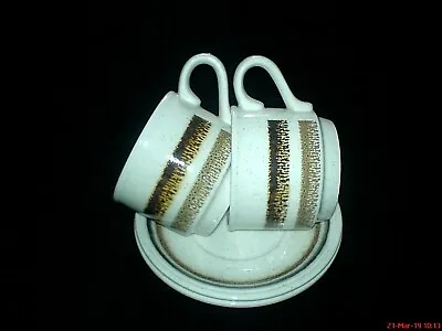 Buy BILTONS Tableware Flecked / Brown Bands Cup And Saucer Sets X2  C1974+ • 14.99£