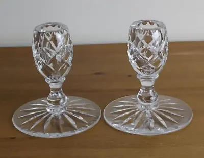 Buy Cut Glass  Vintage Pair Of Art Deco Style Candle Holders • 22£
