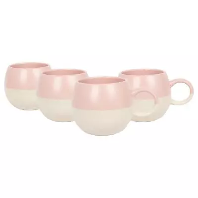 Buy 4x Dusty Pink 340ml Dipped Stoneware Sphere Mugs Ceramic Coffee Tea Cups Set • 17£
