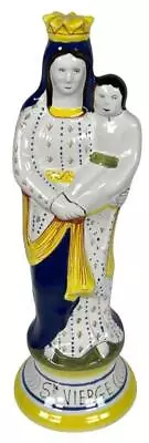 Buy French Provincial Henriot Quimper Faience Pottery Virgin Mary Baby Jesus Statue • 118.59£