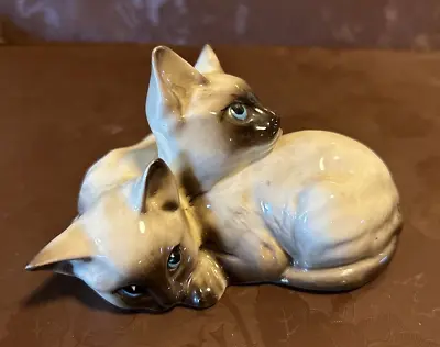 Buy Vintage Beswick China Ornamental Figurine 2 Glazed Siamese Cat Kittens 1296 • 9£