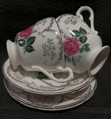 Buy Vintage Dresden England Bone China Rose Spray Tea Cup Saucer & Plates (6pcs) • 10.99£