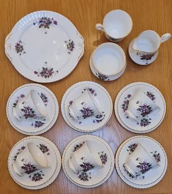 Buy Royal Windsor Violet 22 Piece Tea Set, Trios, Milk Jug, Sugar Bowl, Cake Plate • 34.99£