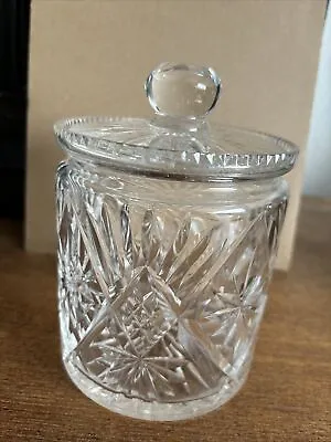 Buy Vintage Cut Glass Crystal  Storage Jar With Lid  • 10£