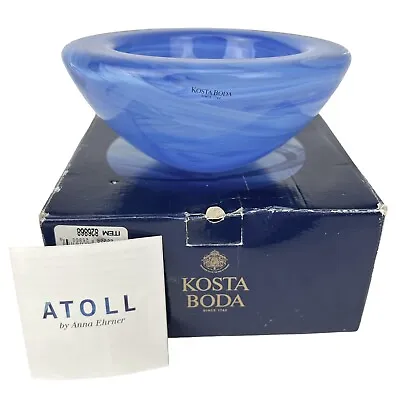 Buy Kosta Boda ATOLL LIGHT BLUE 7” Bowl Swirl Design By Anna Ehrner SWEDEN In Box • 57£