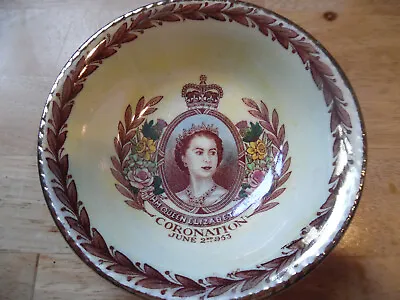 Buy Maling Coronation 1953 Gilded Commemorative Small Yellow Bowl.  Superb Condition • 10£