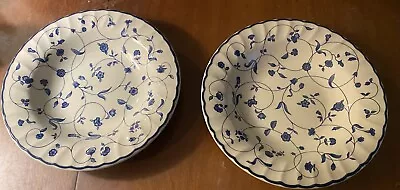 Buy Staffordshire Oakwood Blue Cereal/Soup Bowls ENGLAND Swirl Blue Floral 9 1/8  • 13.34£