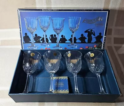 Buy Capri 24% Lead Crystal Wine Glasses Concerto Pattern Boxed Set Of 4 Unused • 15£
