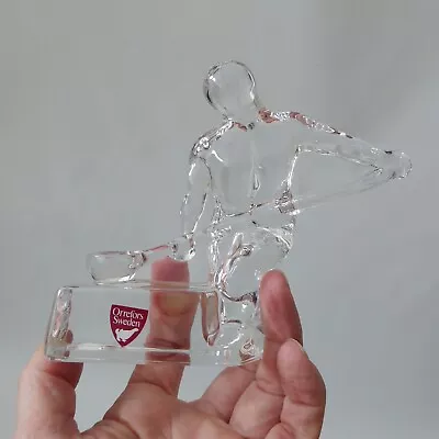 Buy Orrefors Crystal Art Glass Foundry Metal Worker Figurine. Olle Alberius Statue • 23£