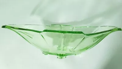 Buy Art Deco Green Glass Oval Fruit Bowl • 15£