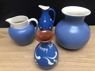Buy Set Of 4 Blue & White, Devonmoor, Bovey Tracey & Sandygate Pottery Jugs & Vases • 11.99£