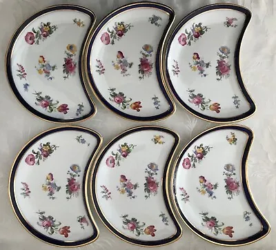 Buy Very Rare Antique George Jones Crescent Hand Painted Floral Half Moon Plates • 150£