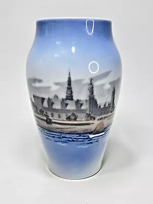 Buy 1965 Vintage Royal Copenhagen Porcelain Vase #4571 Scenic Kronborg Castle Label • 52.62£