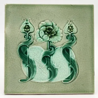 Buy Art Nouveau Fireplace Tile Floral Design Alfred Meakin Ltd. C1905 AE5 • 30£
