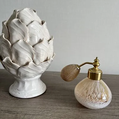 Buy Pretty Collectible Cream, White Caithness Art Glass Perfume Atomiser Bottle • 12£