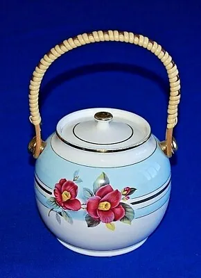 Buy Vintage Sadler Floral Design Biscuit Barrel, Wicker Handle. C 1930's - 1940's.  • 12.99£