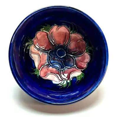 Buy Antique MOORCROFT ANEMONE COBALT BLUE 4  SMALL BOWL Art Pottery MADE IN ENGLAND • 67.82£