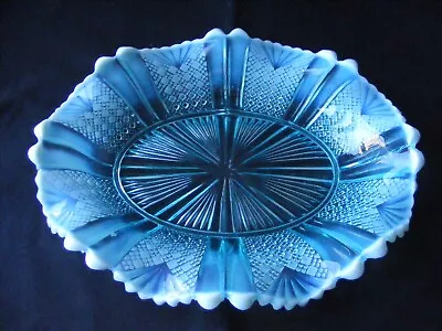 Buy Antique George Davidson Richelieu Blue Pearline Opalescent Glass Bowl 96945 • 7.50£