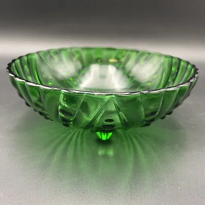Buy Vintage Anchor Hocking Green Burple  Glass Footed Bowl Pearls And Oysters Fruit • 14.15£