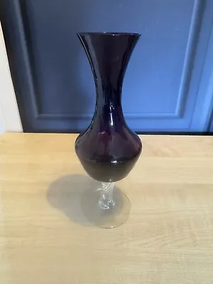 Buy Vintage 1970s Empoli Glass Vase Purple Amethyst Bud Vase Size 8 Inches • 10£