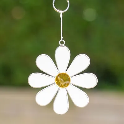 Buy WHITE DAISY SUN CATCHER - Stained Glass Effect With FREE WINDOW SUCKER • 8.99£