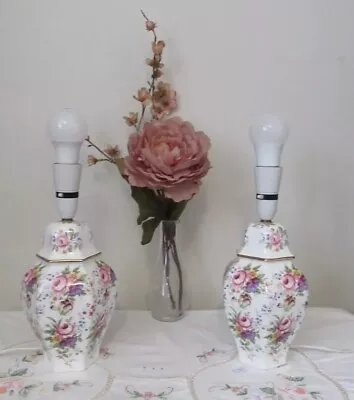 Buy 2x Vintage Fenton English Bone China Floral Pretty Ginger Jar Table Lamps • 55£