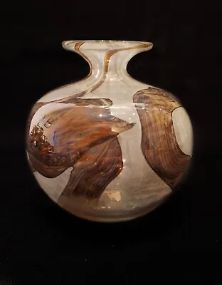Buy Vintage Signed Mdina Glass Sandy 'earthtones' Vase  • 40£