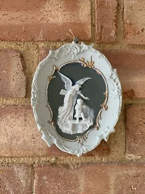 Buy Angel & Child Porcelain Wall Plaque Relief Vintage Jasper Ware ? • 18£