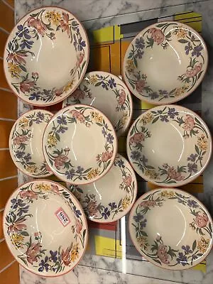 Buy 9pc SET VTG 90’s Staffordshire Chelsea Floral Tableware 9.25” & 7” Cereal Bowls • 29.75£