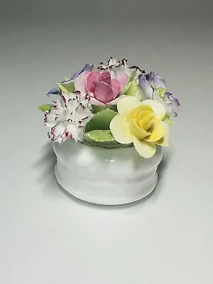 Buy Royal Adderley Bone China Roses Carnations Bouquet Small White Planter England • 12.31£