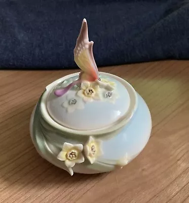 Buy Franz Porcelain Butterfly Lidded Trinket Box Excellent Condition • 30£