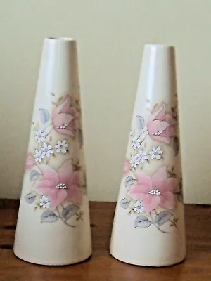 Buy Purbeck Gifts Poole Dorset 2 X Bud Vases With Pretty Pink Floral Design • 4£