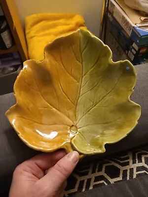 Buy Vintage Royal Winton Pearlescent Pink And Green Pottery Leaf Serving Dish • 5.99£