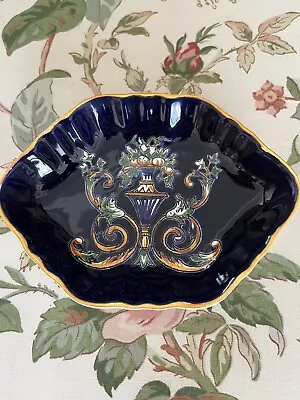 Buy Antique Gien Renaissance Fond Bleu Dish- Hand Painted 13.5 X 10cm • 45£