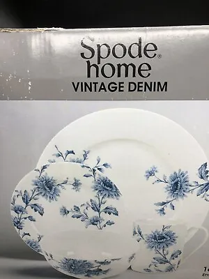 Buy Spode Home Vintage Denim Dinnerware 10.5  Dinner Plate Floral Set Of 4 • 28.50£