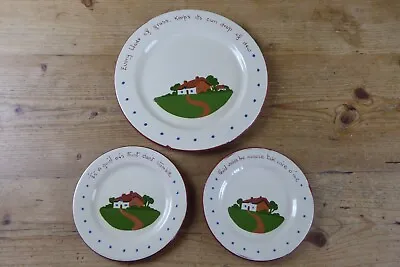 Buy 3 Vintage Dartmouth Pottery Devon Motto Ware Plates Cottage Scene Vgc • 7£