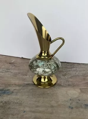 Buy Vintage Mid Century Hand Painted Delftware Brass Vase Pitcher Holland Art Deco • 24.93£