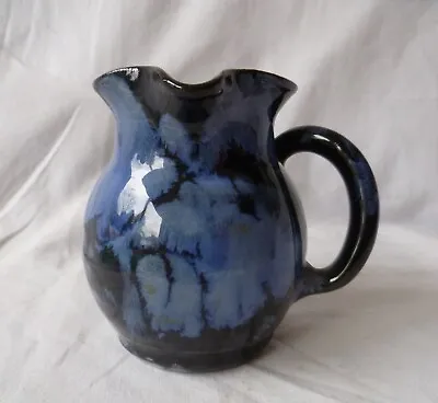 Buy Ewenny Pottery Wales Blue Marble Glaze Milk Jug 95mm • 10£