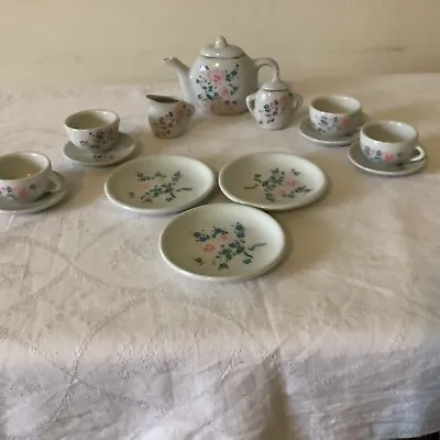 Buy Vintage Miniature Child's China Porcelain Tea Set 14pc Pink Rose Pattern • 8£